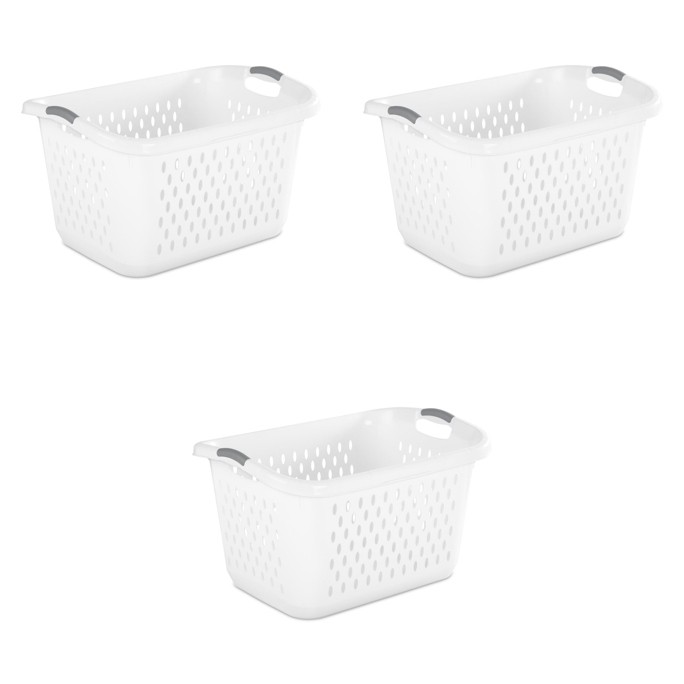 Sterilite 2.7 Bushel Laundry Basket Plastic Adult, White, Set of 3 -  Walmart.com