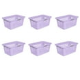 thumbnail image 1 of Sterilite Large 2 Bushel Plastic Laundry Basket with 4 Comfort Grip Handles, Lilac, 6 Pack, 1 of 8