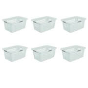 Sterilite Large 2 Bushel Plastic Laundry Basket with 4 Comfort Grip Handles, Mint, 6 Pack