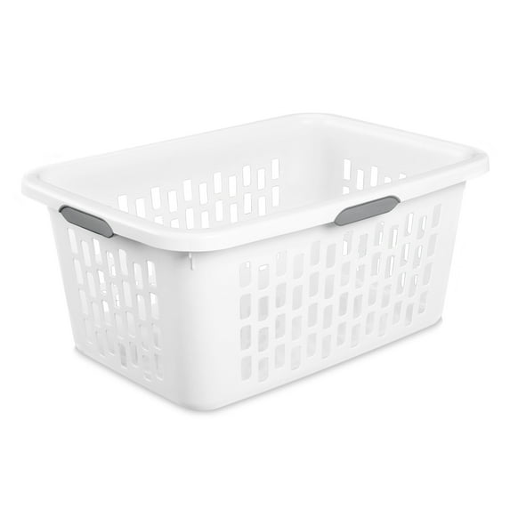 Sterilite 2 Bushel Large Plastic Laundry Basket with 4 Comfort Grip Handles, White