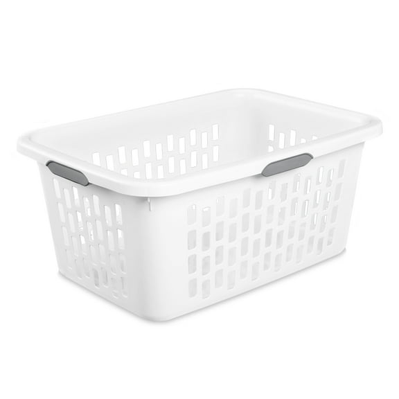 Sterilite Large Plastic 2 Bushel Laundry Basket with 4 Comfort Grip Handles, White