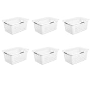 Sterilite Large 2 Bushel Plastic Laundry Basket with 4 Comfort Grip Handles, White, 6 Pack