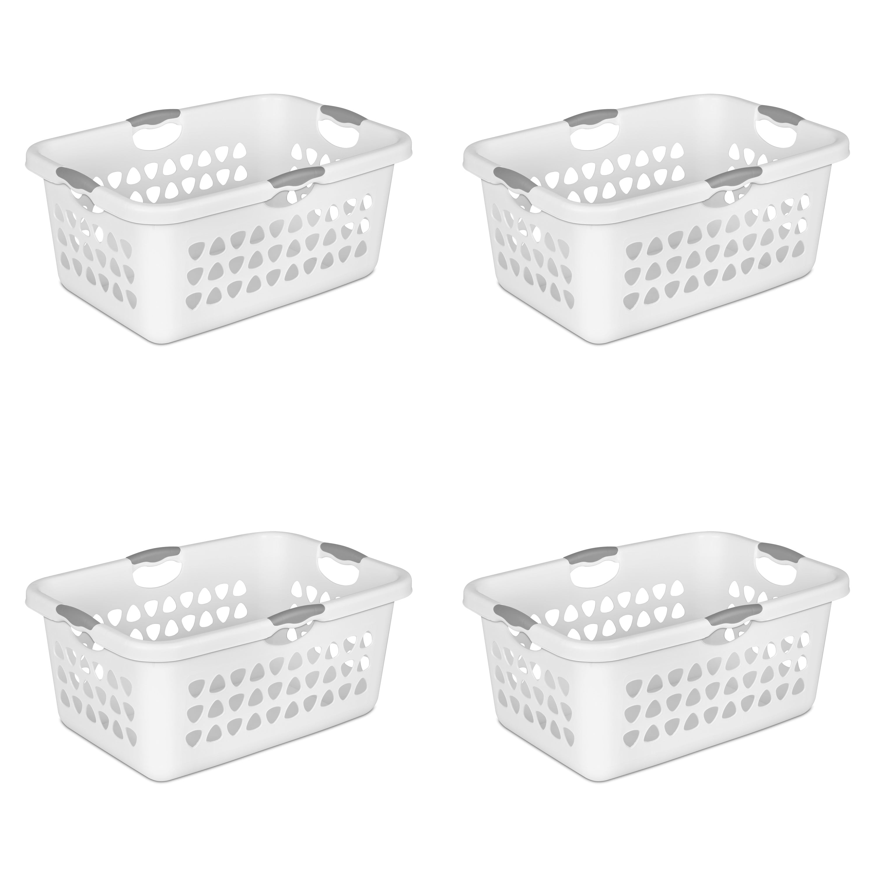 Sterilite 2 Bushel Ultra Laundry Basket Plastic, White, Set of 4