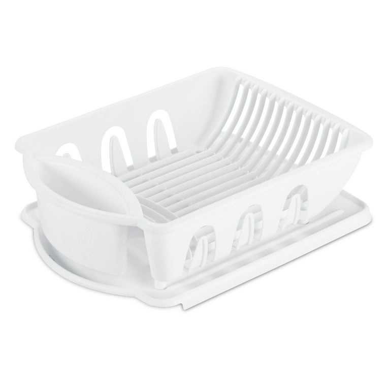 Sink Dish Rack White Stainless Steel with Removable Drainer Tray – Seiton