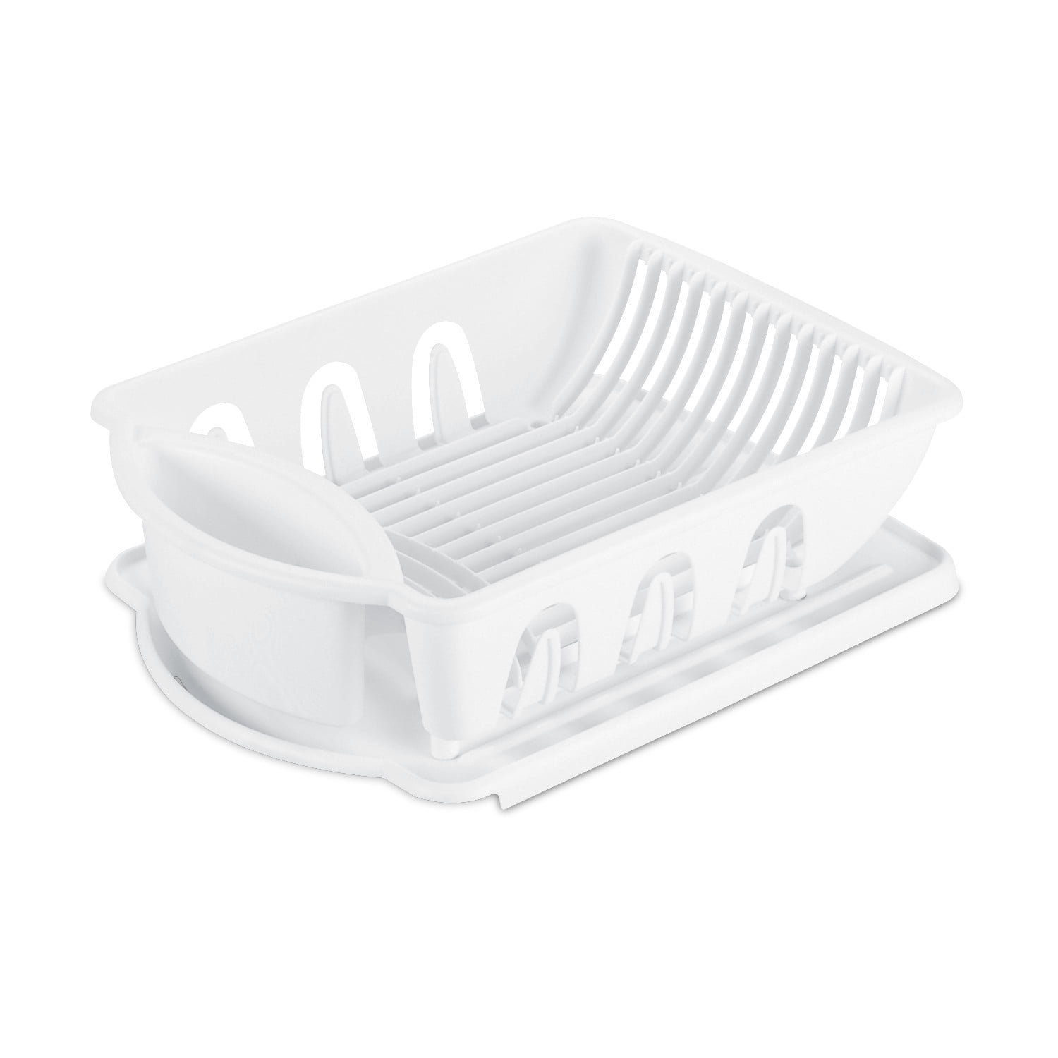 Sterilite 2 Piece Sink Set, Dish Drainer and Drainboard for Plates, Cups, and Flatware, White