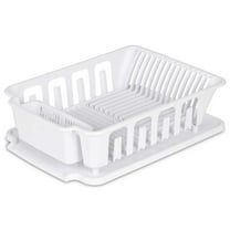 Sterilite 2-piece Large Sink Set Dish Rack Drainer, White 18 3/4" L x 13 3/4" W x 5 1/2" H