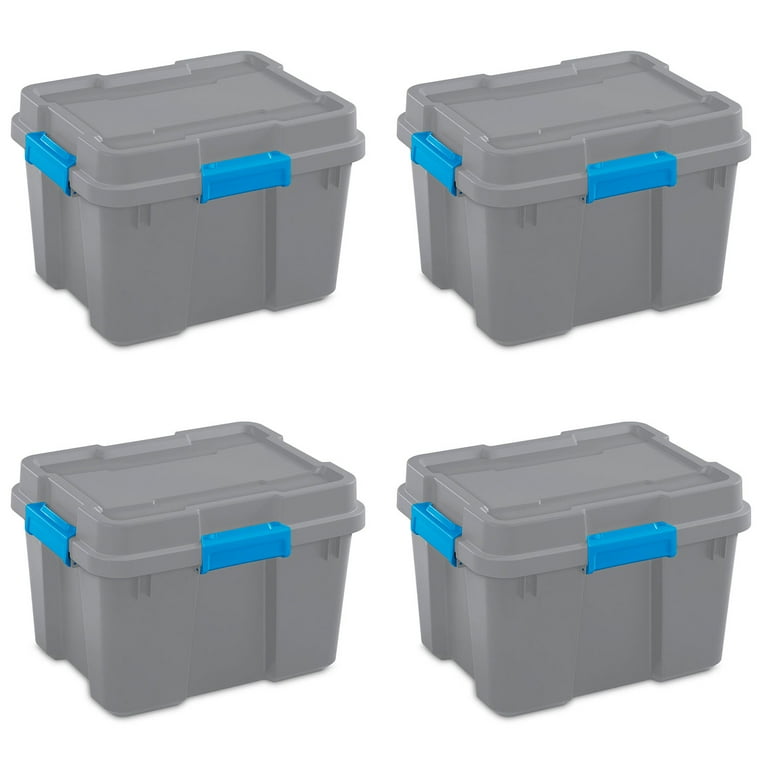 30 Gallon Tote Box Plastic, Titanium, Sterilite, Storage Containers - Set  of 2