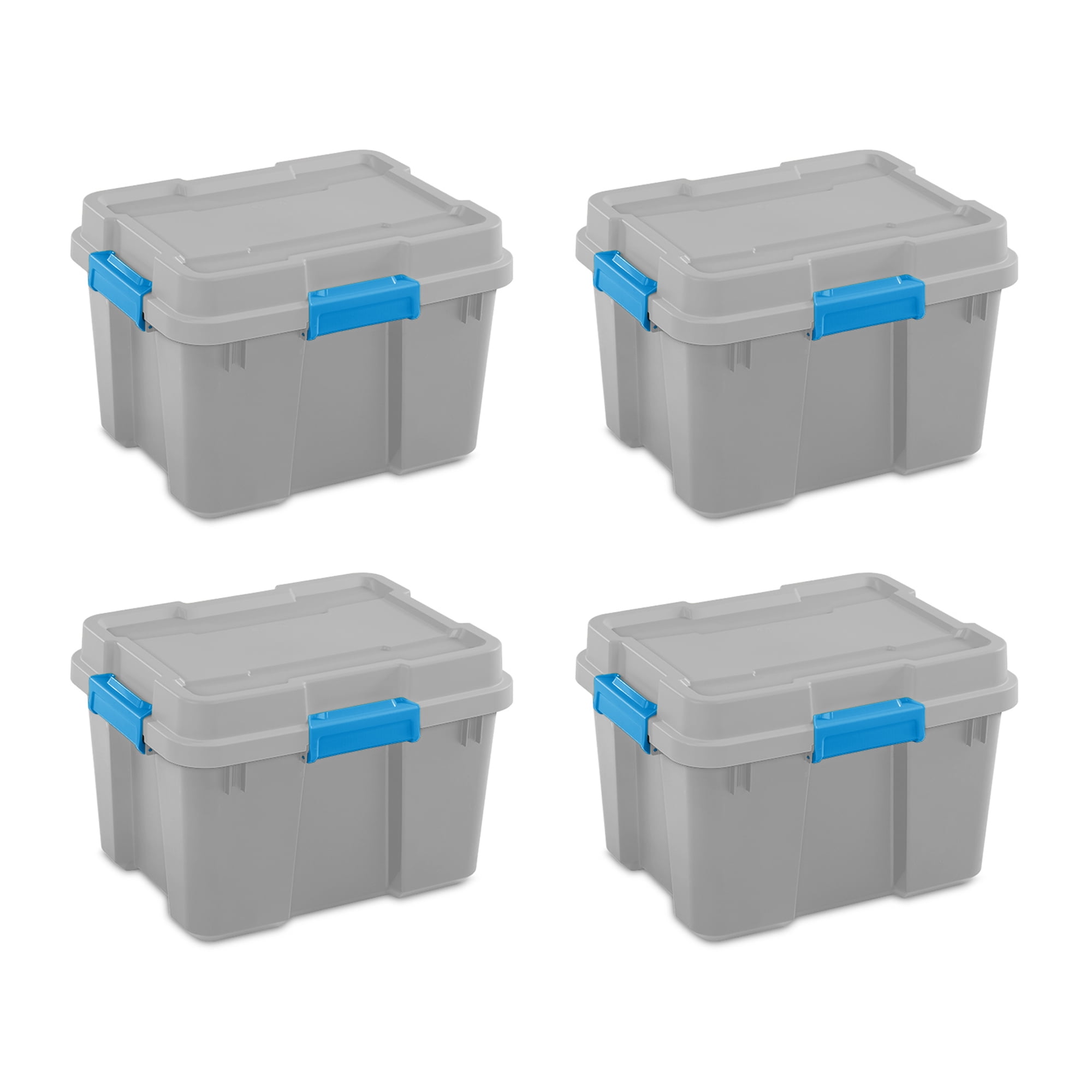 Sterilite 30gal Gasket Tote Gray with Blue Latches