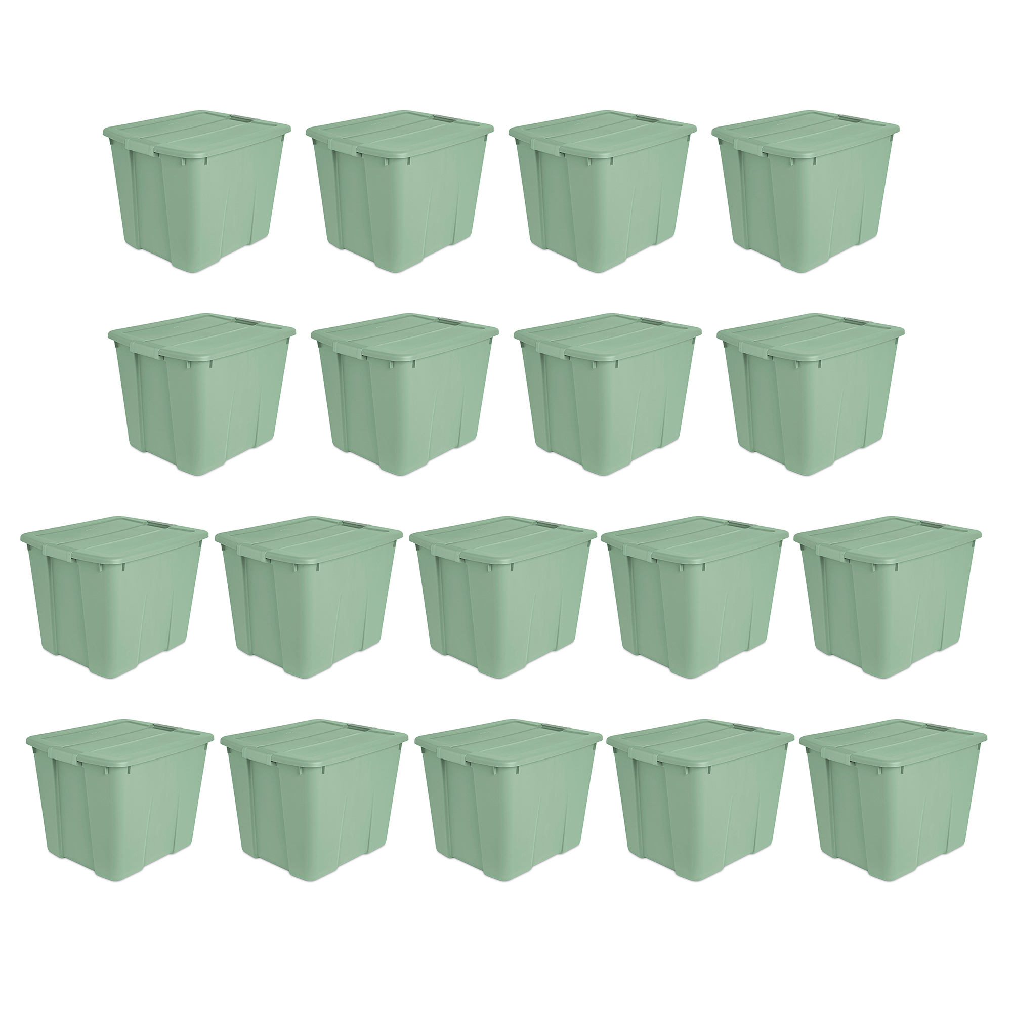 Sterilite 20 Gallon Stackable Plastic Storage Tote with Lid, Green, 18