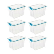 Sterilite 20 Qt Gasket Box, Stackable Storage Bin with Latching Lid, 6 Pack