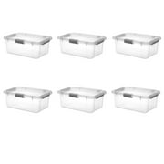 Sterilite 20 Quart HingeLID Clear Storage Box with Latch Lid & Comfort Grip, Dark Gray, 6 Pack