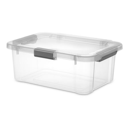 Sterilite 20 Qt HingeLID Storage Box Plastic, Flat Gray