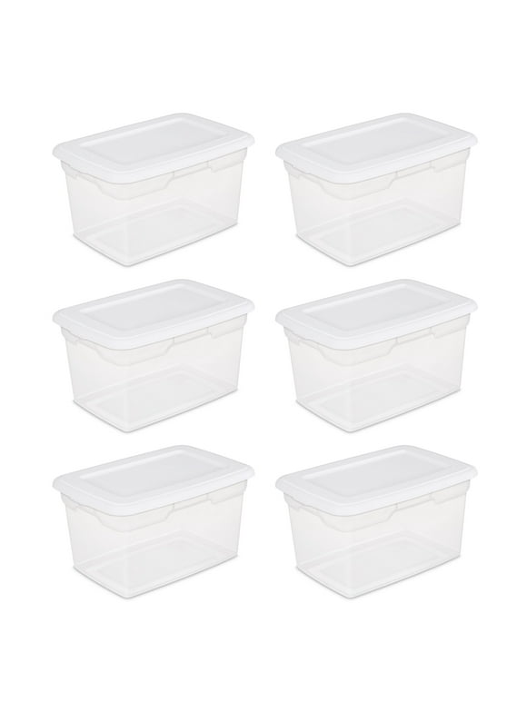 Sterilite 20 Qt. Storage Box Plastic, White, Set of 6