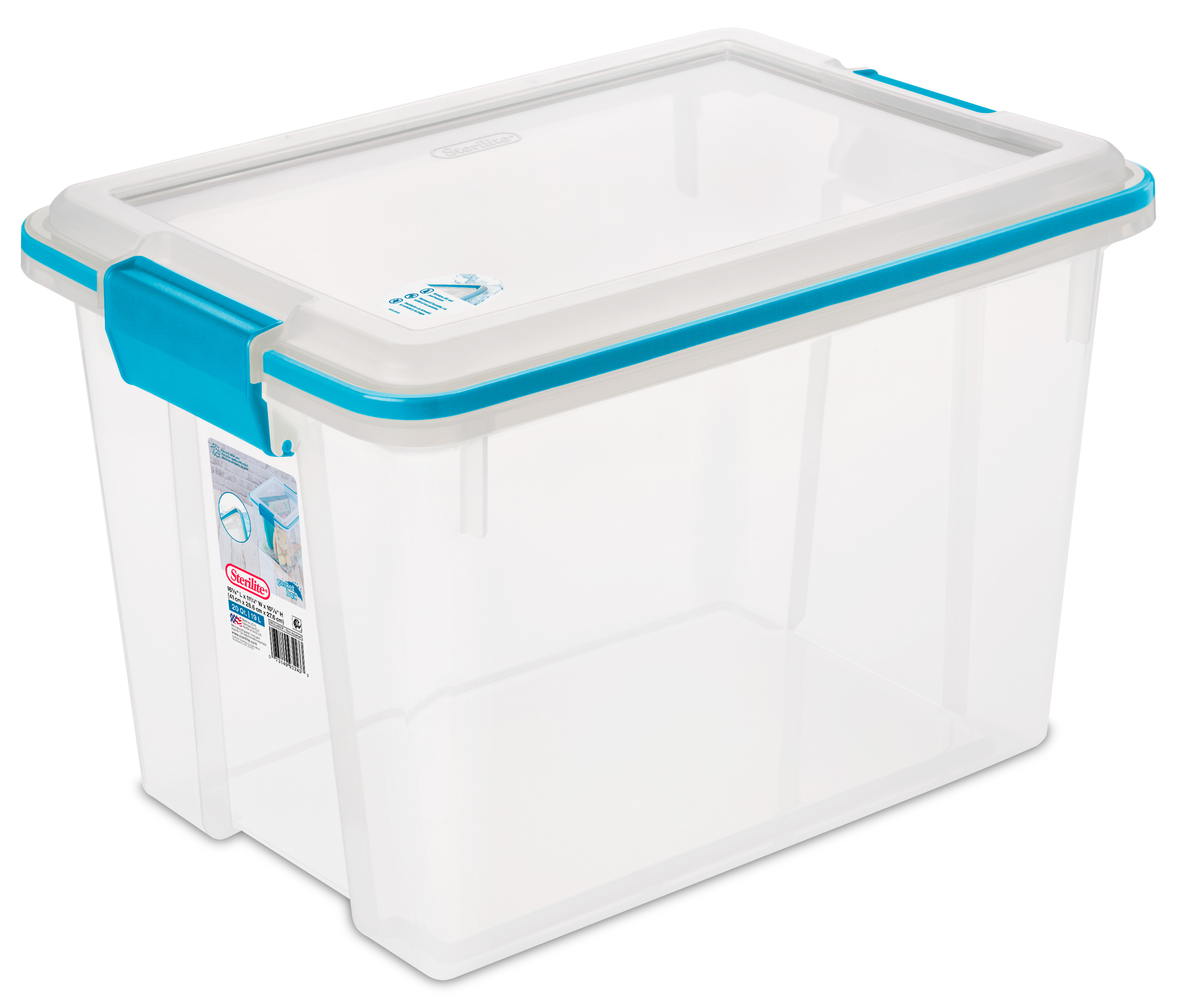 Sterilite 20 Quart Clear Gasket Box with Blue Latches & Gasket - image 1 of 9