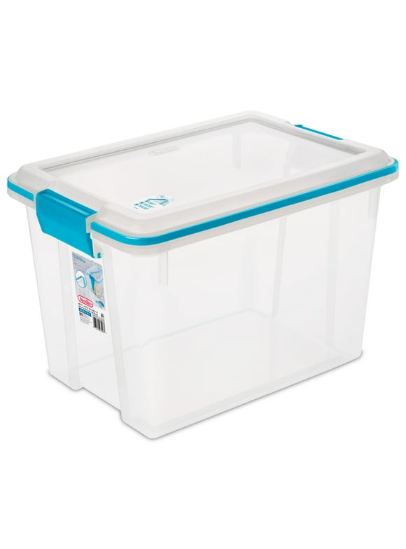 Sterilite 20 Quart Clear Gasket Box with Blue Latches & Gasket