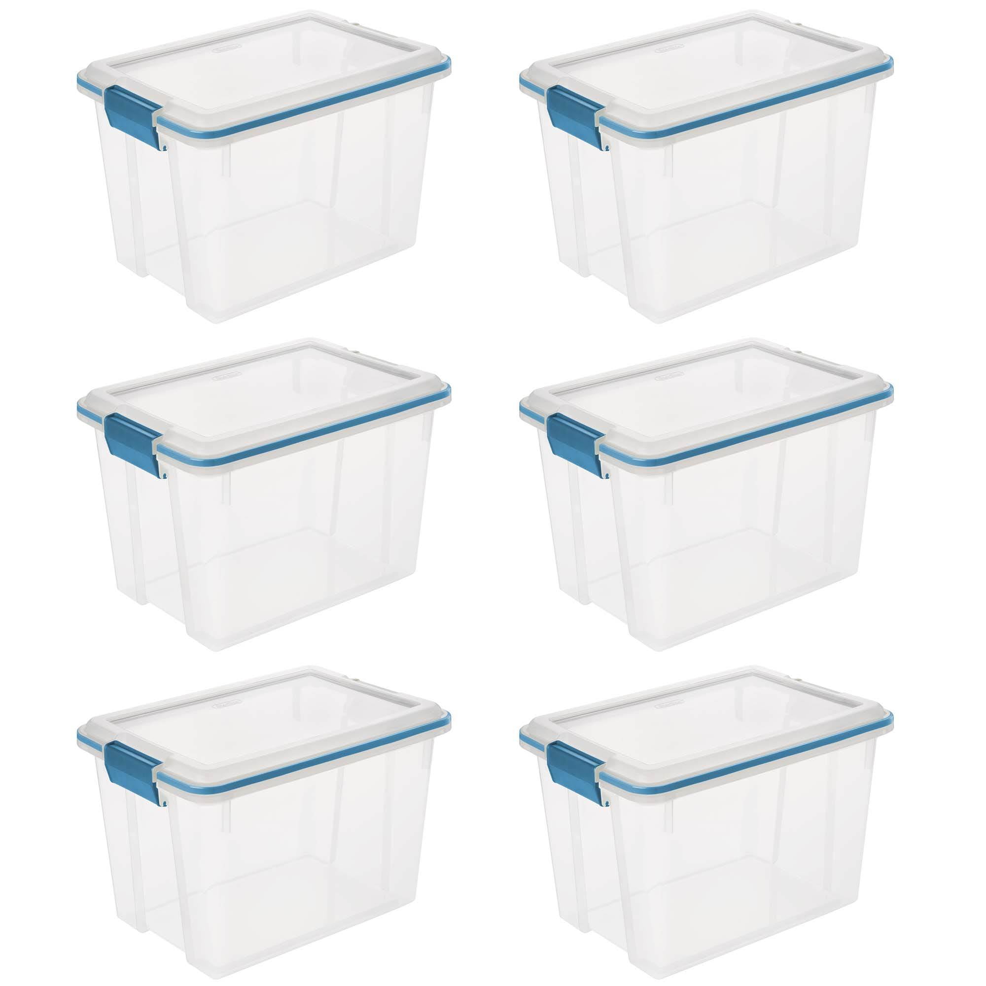 Sterilite 20 Qt. Clear Gasket Storage Box, Blue Latches with Clear Lid 