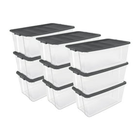 Sterilite 200 Quart Clear Stackable Latching Storage Box Container, 9 Pack