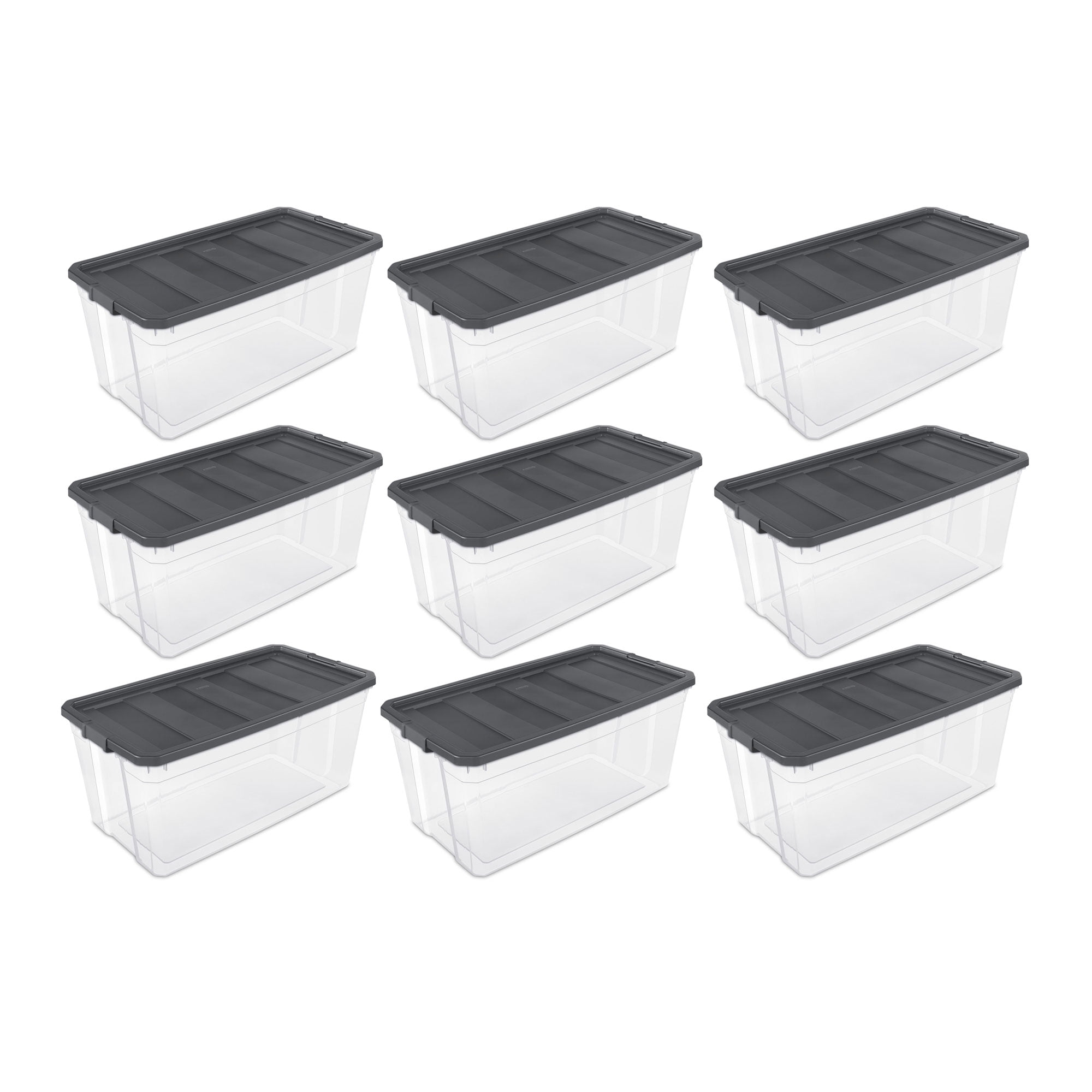 HART 200 Quart Latching Rolling Plastic Storage Bin Container, Clear, Set  of 2