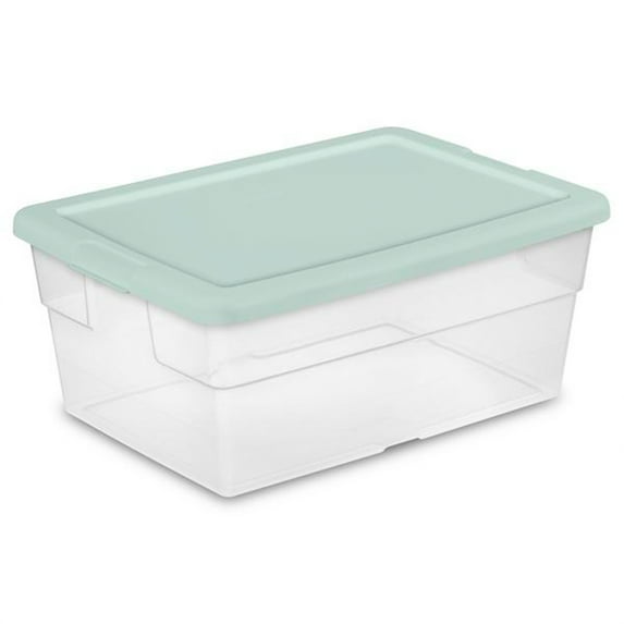 Sterilite 24 Pack Stacking Storage Container Tub with Lid, 16 Quart, Mint