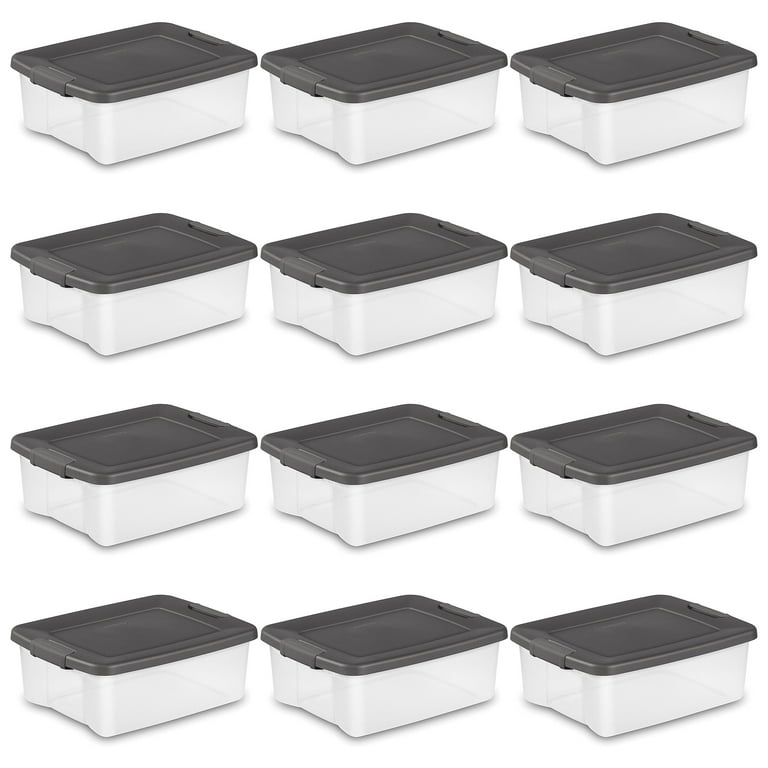 Sterilite 50 qt. Storage Clear Base Stackable Latching Shelf Tote (24-Pack)