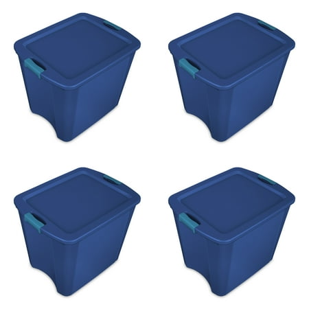Sterilite 26 Gallon Latch and Carry Plastic, True Blue, Set of 4