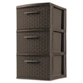 thumbnail image 1 of Sterilite 3 Drawer Weave Tower, Plastic Décor Drawers with Pull Handles, Brown, 1 of 11