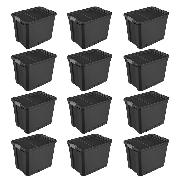 Sterilite 27-gallon Large Stackable Rugged Storage Tote Container With Red  Latching Clip Lid For Garage, Attic, Worksite, Or Camping, Black : Target