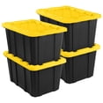 thumbnail image 1 of Sterilite 4-Pack 27 Gallon Industrial Storage Tote, Heavy-Duty Plastic Bins, Black/Yellow, 1 of 13