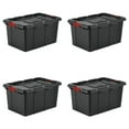 thumbnail image 1 of Sterilite Large Storage Bin, 27 Gallon Rugged Industrial Plastic Storage Tote with Latch Lid, Black, 4 Pack, 1 of 7