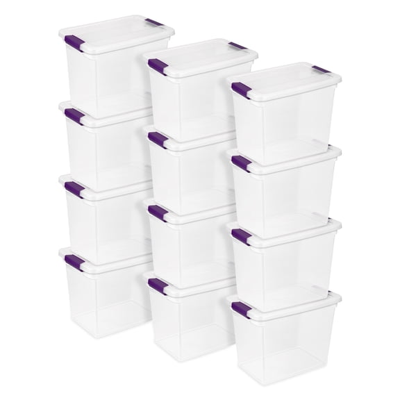 Sterilite 27 Qt ClearView Latch Storage Bin - Latching Lid - 12 Pack, Clear