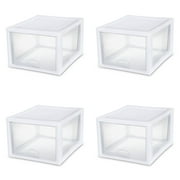 Sterilite 27 Qt. Stacking Drawer Plastic, White, Set of 4
