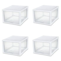 Sterilite 27 Qt. Stacking Drawer Plastic, White, Set of 4