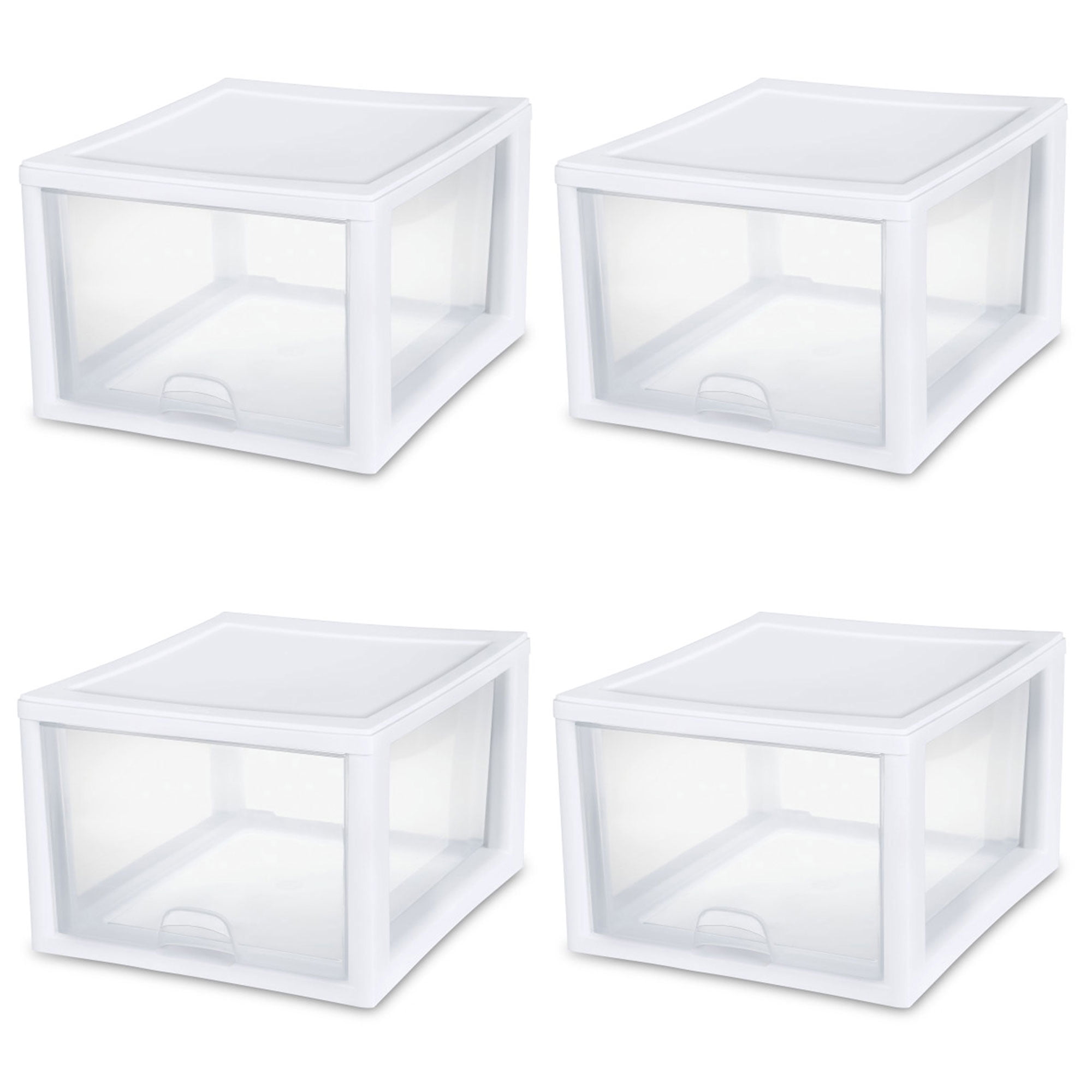 White Sorting Containers Sterilite 27 Quart Single Drawer Modular Stacking Storage Box, Clear ...