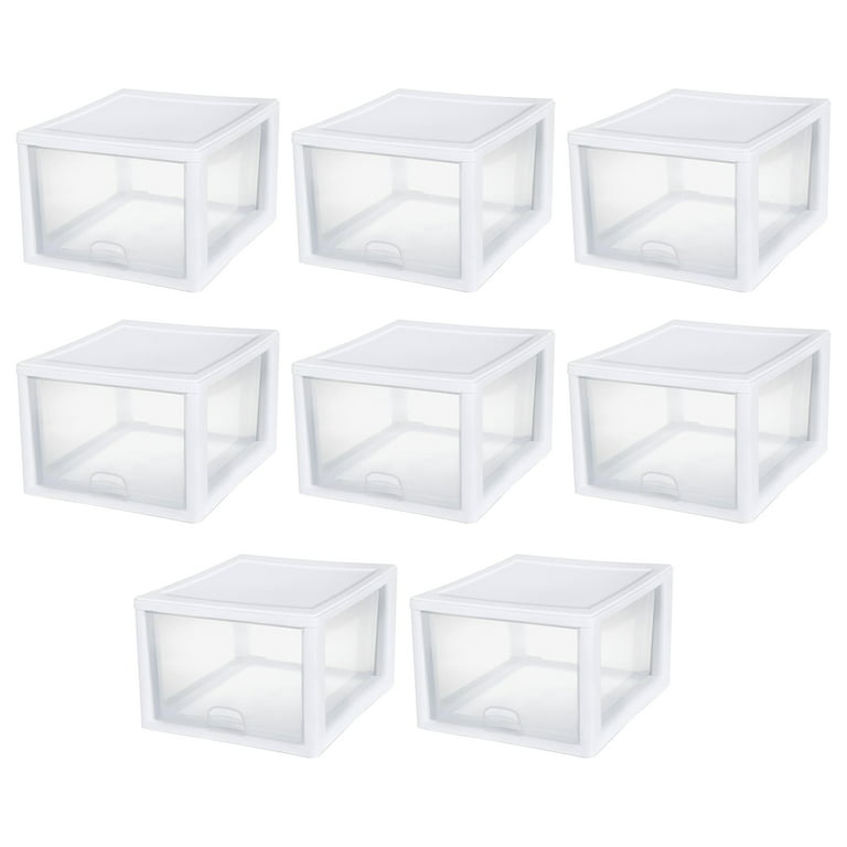 Sterilite 27-Qt. Single Box Modular Stacking Storage Container, Clear (8-Pack)