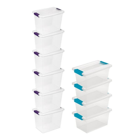 Sterilite 27 Quart Stackable Storage Box, 6 Pack, & Medium Clip Box, 4 Pack
