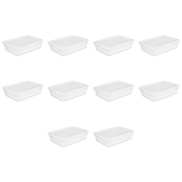 Sterilite 28 Qt. Storage Box Plastic, White, Set of 10