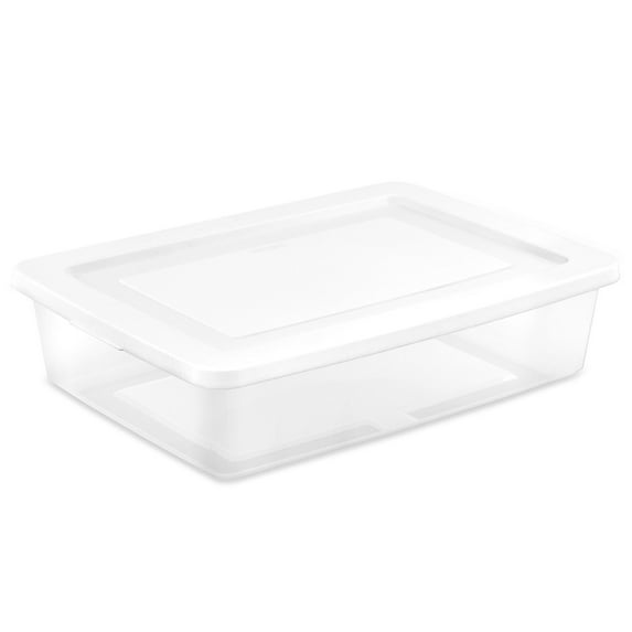 Sterilite 28 Qt Storage Box, Stackable Plastic Container, Home Organizer, White, 20 Pack