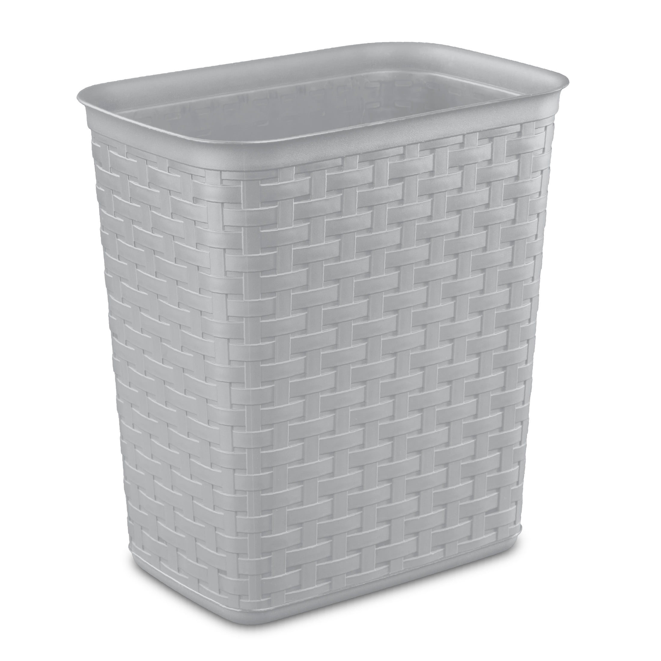 Sterilite 3.4 Gal Small Bathroom Plastic Weave Trash Can with No Lid, Gray
