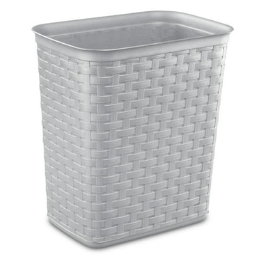 Sterilite 3.4 Gallon Weave Trash Can, Plastic, Bedroom, Cement