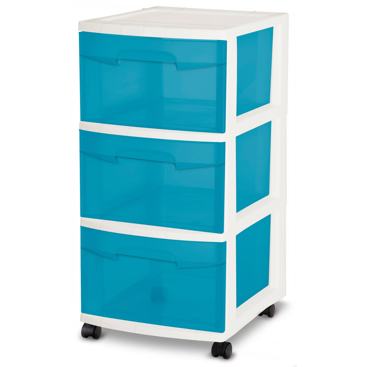Sterilite 3 Drawer Cart Aqua Blue Tint,