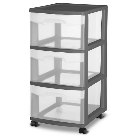 Sterilite, 3 Drawer Cart, Gray Flannel