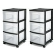 thumbnail image 1 of Sterilite 3 Drawer Cart Plastic, Black, Set of 2, 1 of 7