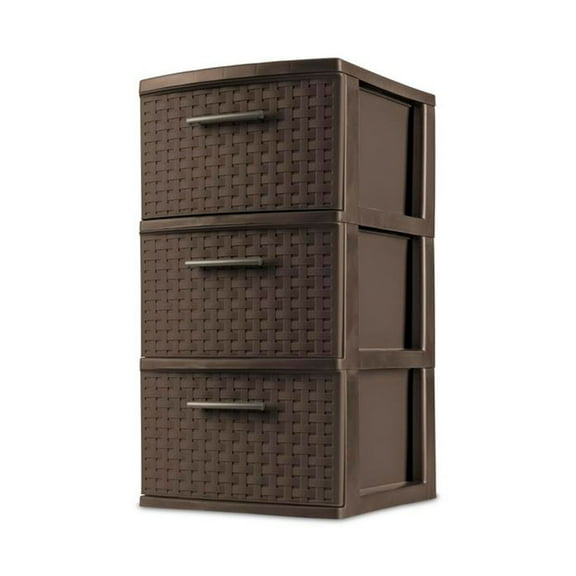 Sterilite 3 Drawer Decorative Plastic Weave Storage Tower, 8-Pack, Espresso