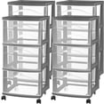 thumbnail image 1 of Sterilite 3 Drawer Storage Cart, Plastic Rolling Organization, Flat Gray, 4 Pack, 1 of 7