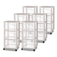 thumbnail image 1 of Sterilite 3 Drawer Storage Cart, Plastic Rolling Organization, Grey Pumice, 6 Pack, 1 of 6
