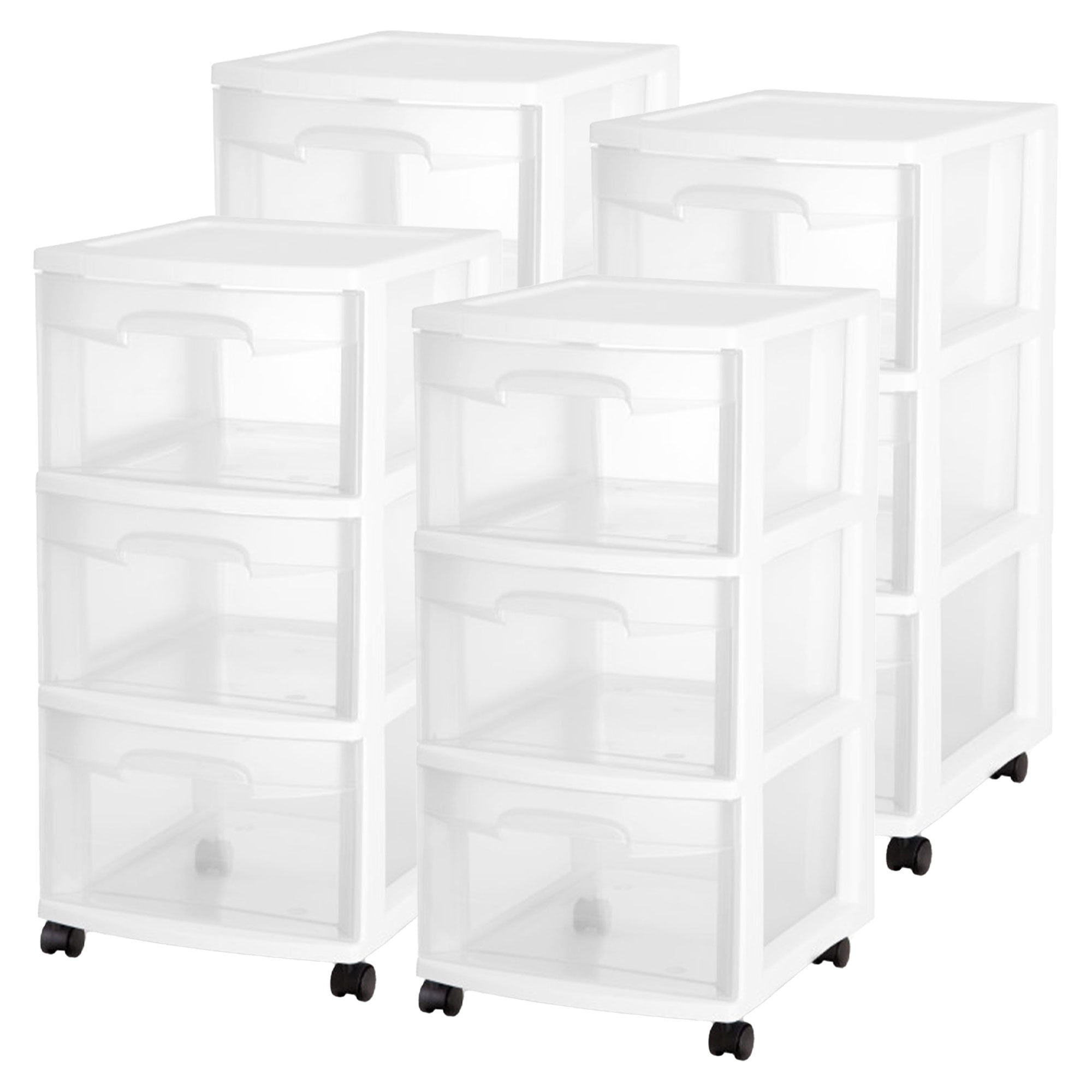 Sterilite, Storage Cart, 3 Drawer with Wheels, 4 Pack - Walmart.com