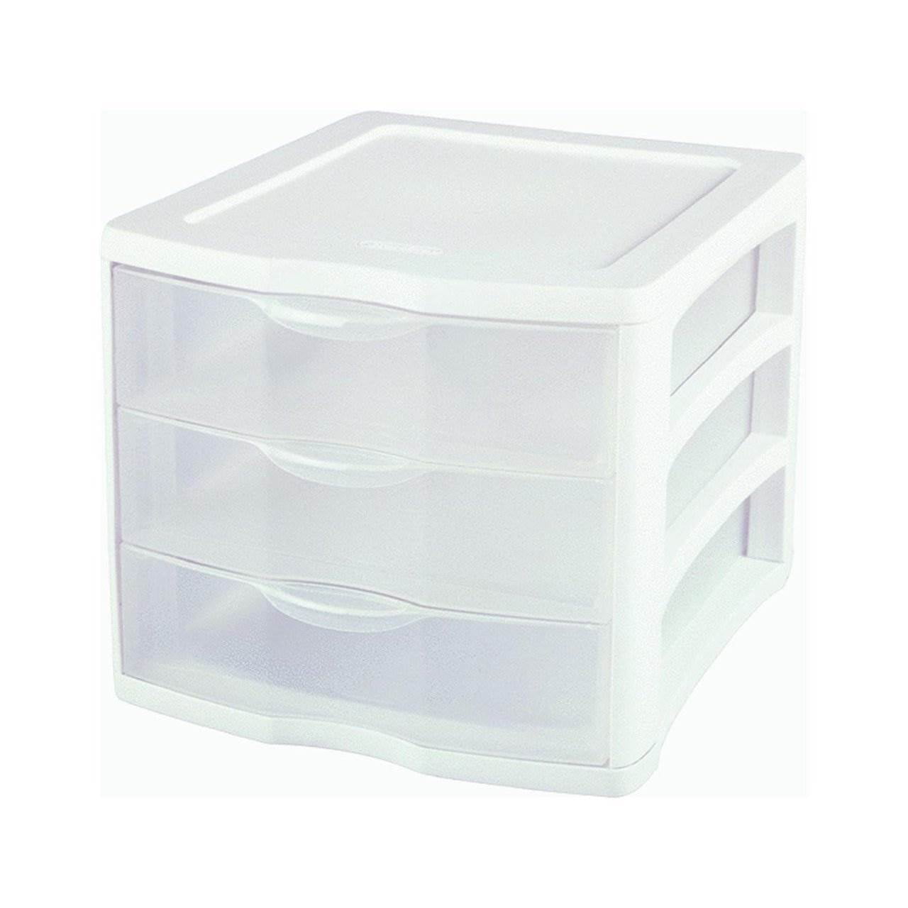Style Selections 3-Drawers Clear Drawers with White Frame Stackable Rolling Plastic  Storage Drawer Cart in the Storage Drawers department at