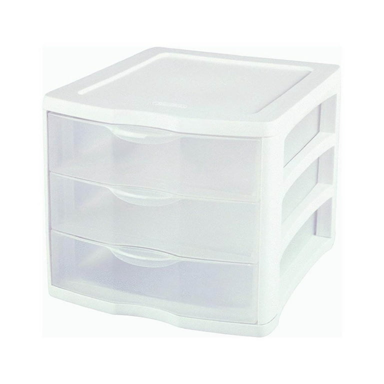  Peaknip - Sterlite Plastic Mini 3 Drawer Storage and Organizer,  Stackable Desktop Drawer - Bundled with Labels and Marker - White : Office  Products