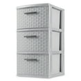 thumbnail image 1 of Sterilite 3 Drawer Tower, Slim Plastic Weave 3 Drawer Tower with Pull Handles, Gray, Pack of 2, 1 of 3