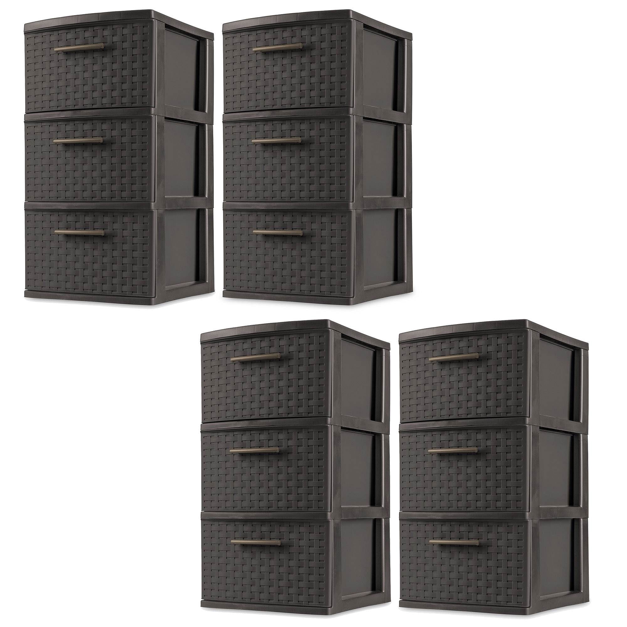 Sterilite 3Drawer Wicker Weave Decorative Storage Towers, Bedroom